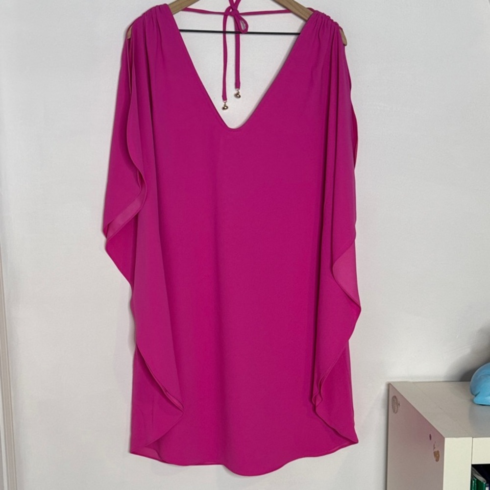 Trina Turk Fuchsia V-Neck Dress caftan sz XL